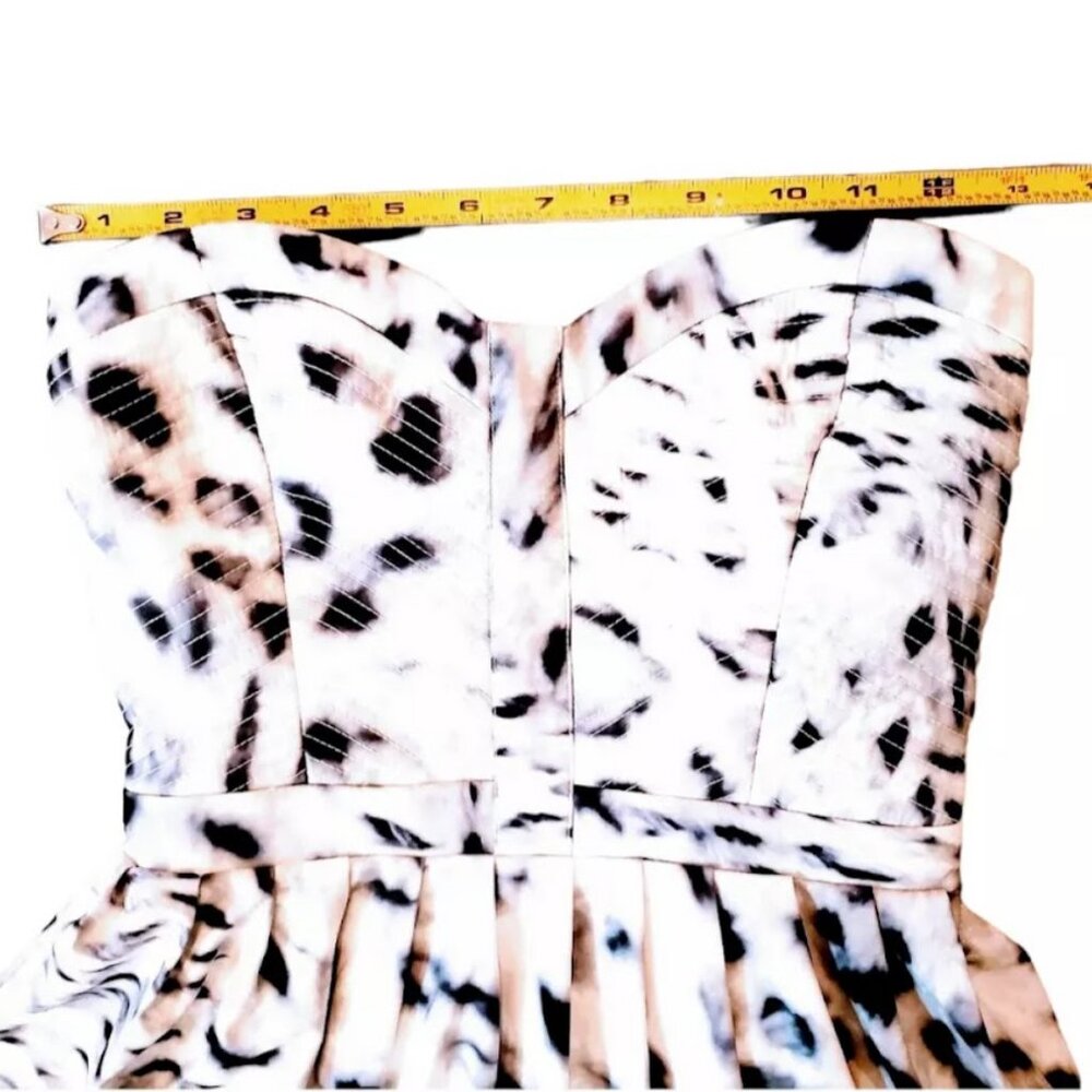 PARKER Mini Dress, Black Gray White Tie Dye Polyester Strapless Sleeveless, S - Picture 12 of 15